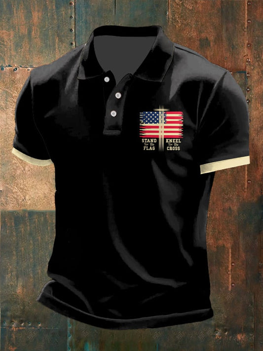 Men's Casual Faith Independence Day Printed POLO Shirt