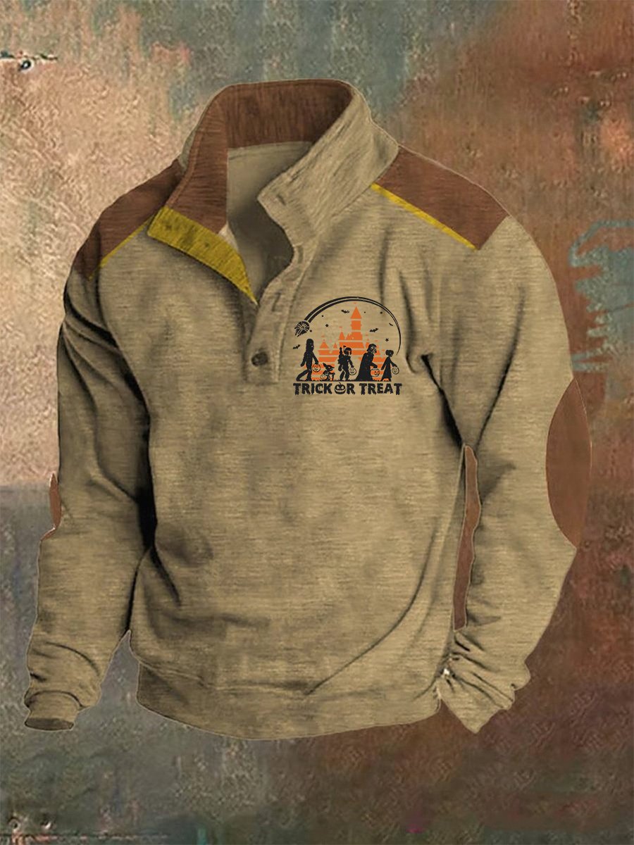 Men's Retro Polo Neck Button Sweatshirt