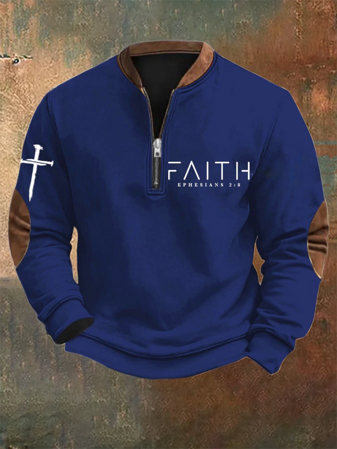 Men's Faith Printed Zip Collar Sweatshirt