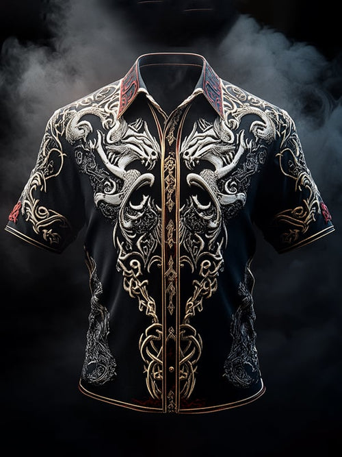 Men's Retro Viking Graphic Short Sleeve Shirt