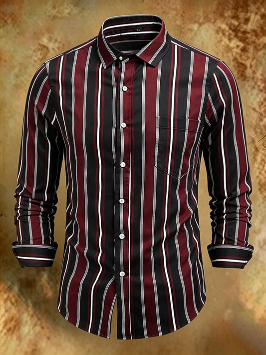 Men's Retro Abstract Art Print Comfortable Business Style Shirt