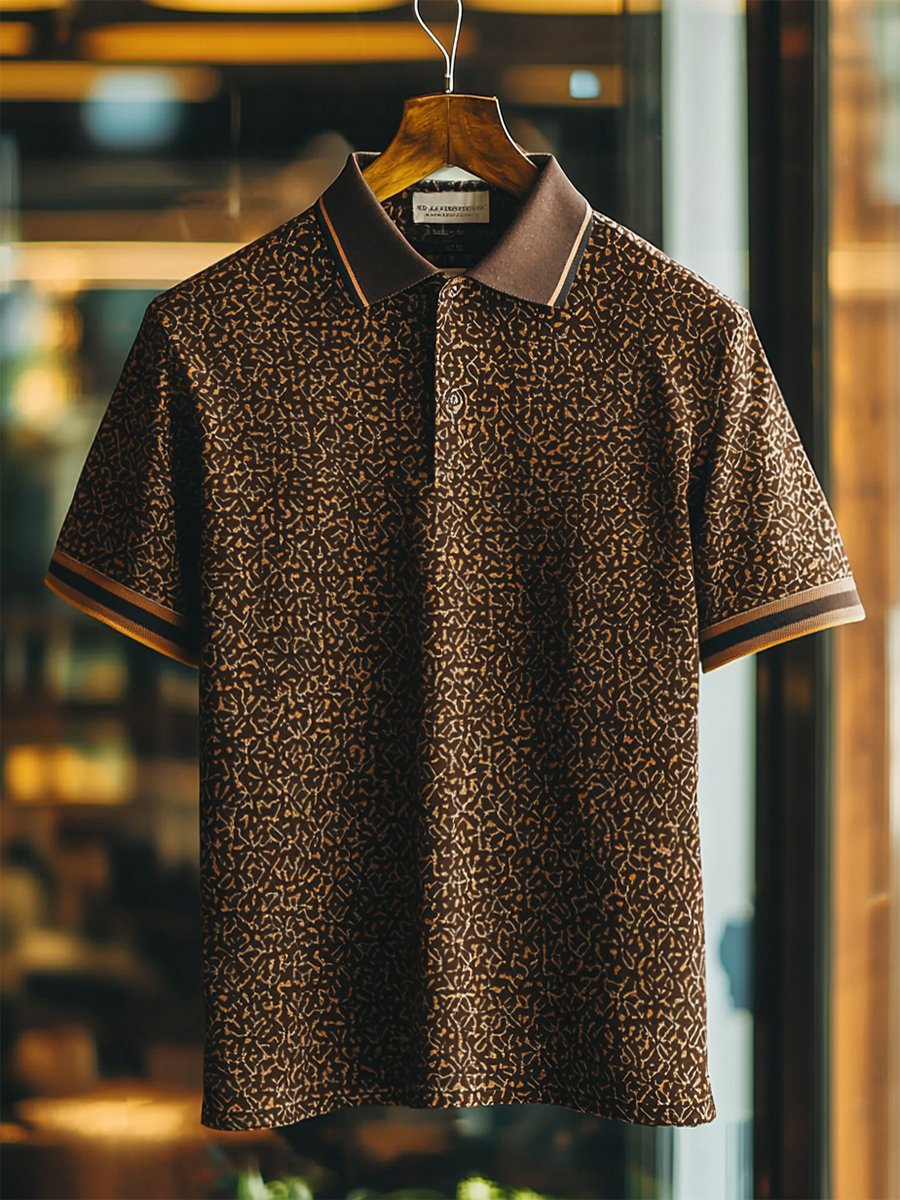 Men's Casual Business Camouflage Button Short Sleeve Polo Shirt