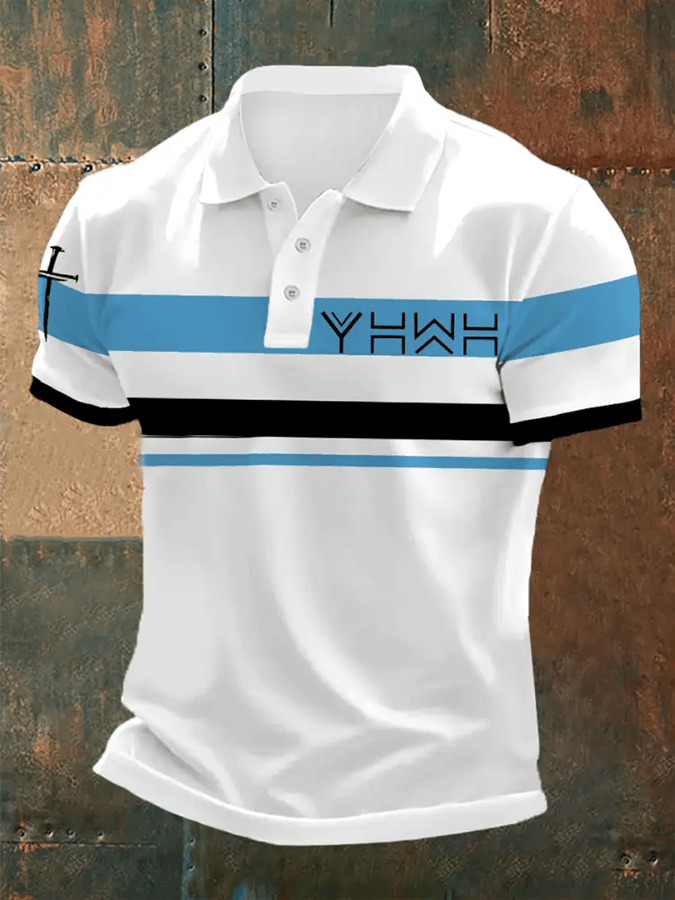 Men's Retro Faith Casual Printed Polo Shirt