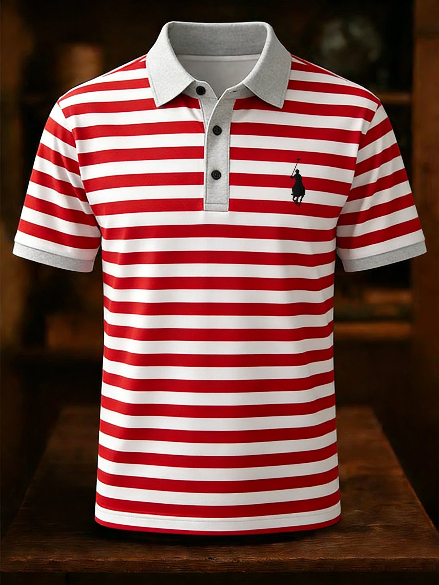 Men's Business Style Print Short Sleeved Polo Shirt
