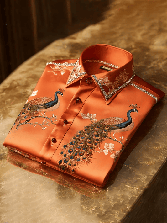 Men's Satin Luxe Print Short Sleeve Button Shirt
