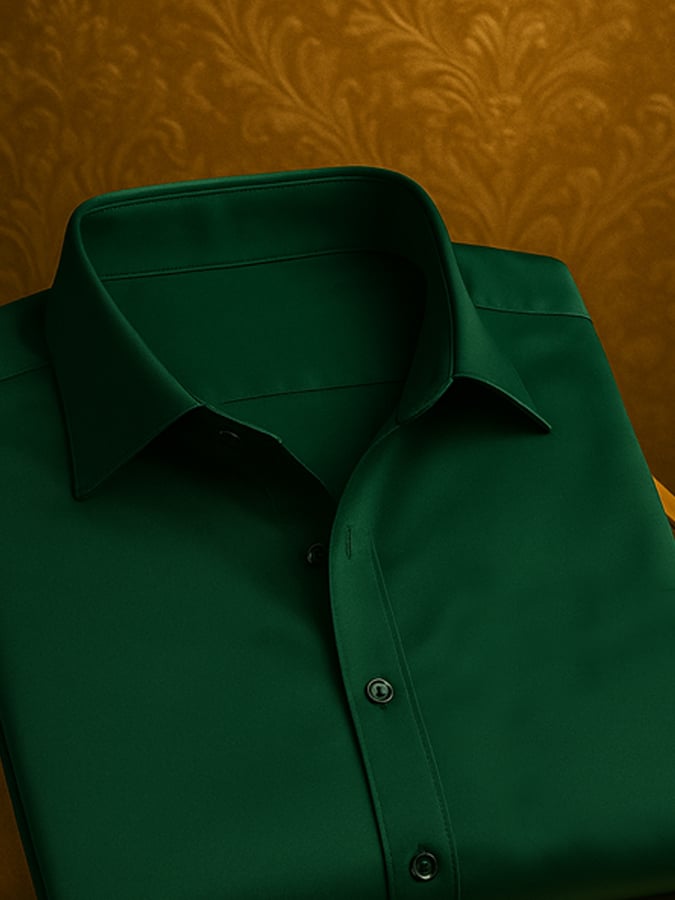 Men's Fashion Business Luxury Satin Short Sleeve Shirt