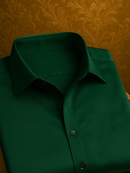 Men's Fashion Business Luxury Satin Short Sleeve Shirt