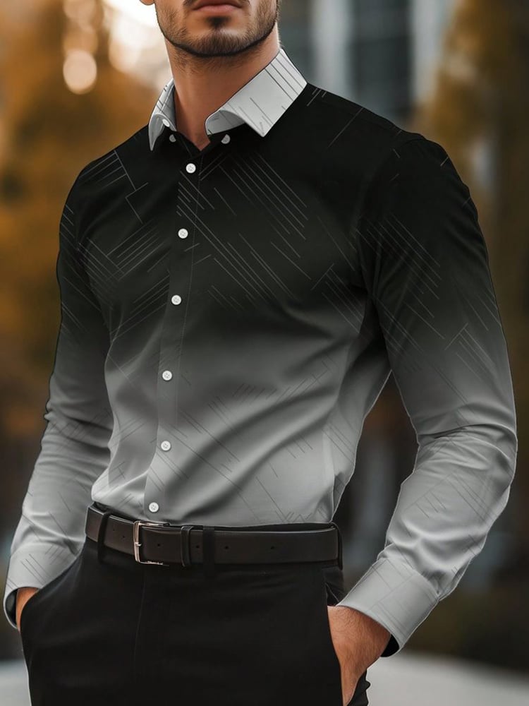 Men's Street Style Business Casual Printed Long Sleeve Shirt