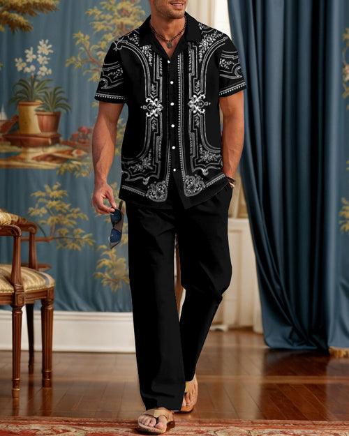 Rianmond Men's Classic Ornate Floral Pattern Walking Suit