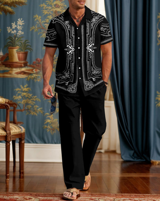 Rianmond Men's Classic Ornate Floral Pattern Walking Suit
