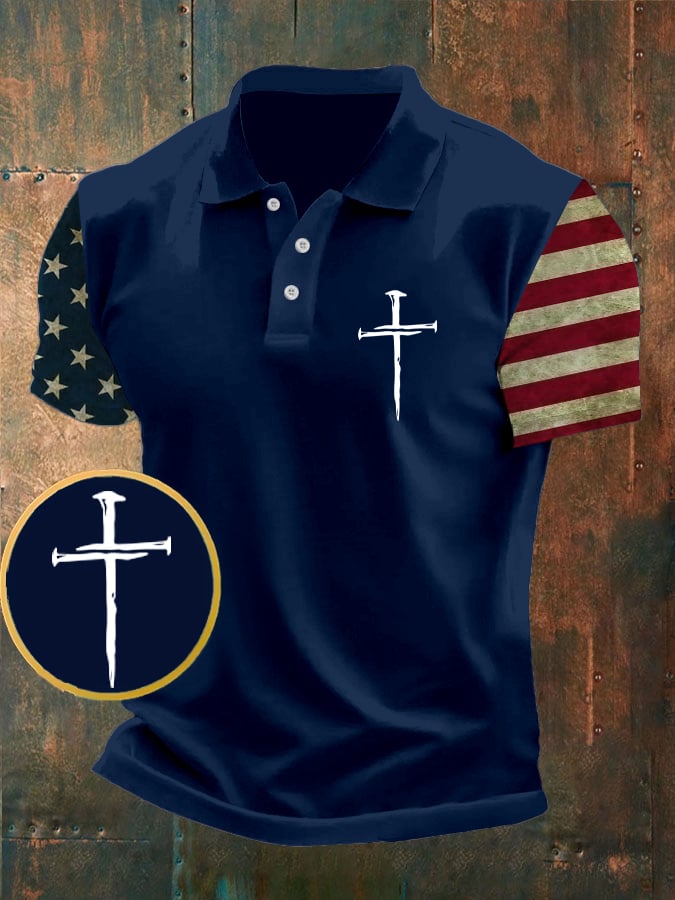 Men's Faith Print Short Sleeve Polo Shirt
