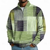 Men's Geometric Plaid Waffle Sweatshirt