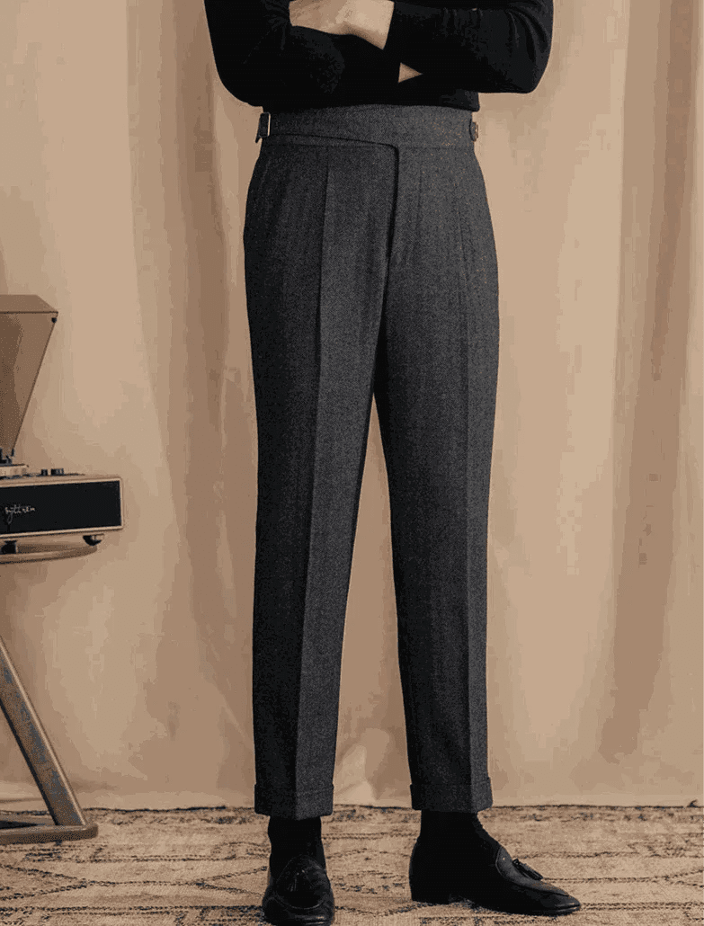 Antonios vintage wool herringbone pants
