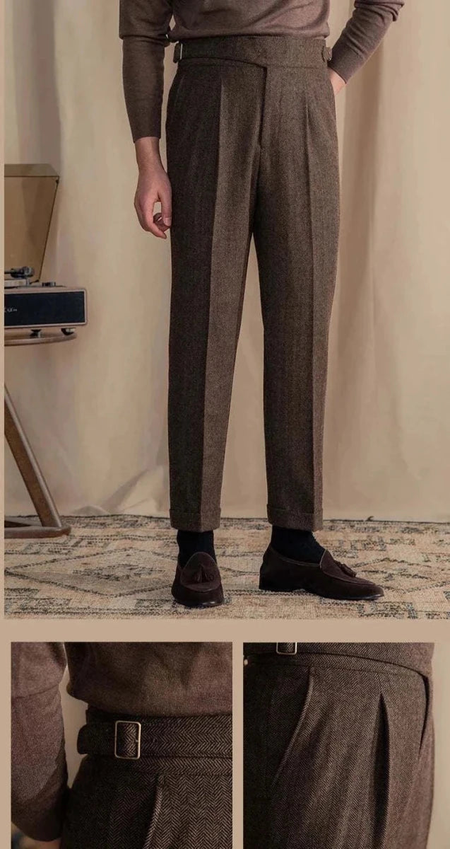 Antonios vintage wool herringbone pants