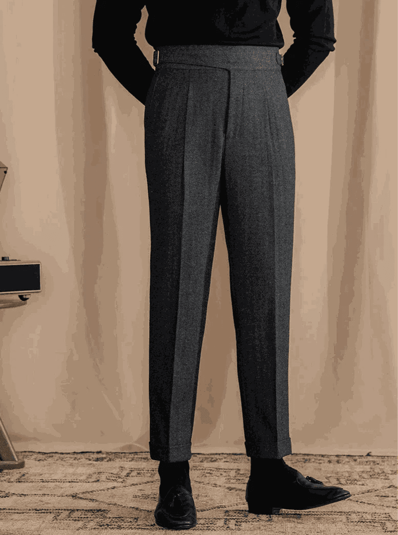 Antonios vintage wool herringbone pants