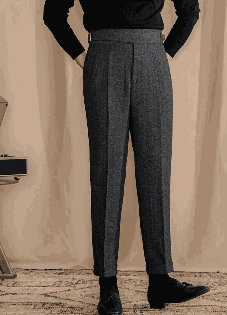 Antonios vintage wool herringbone pants