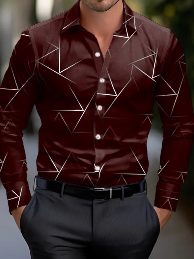 Men's Simple Business Style Geometric Pattern Print Shirt