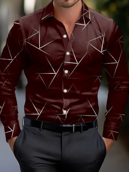 Men's Simple Business Style Geometric Pattern Print Shirt