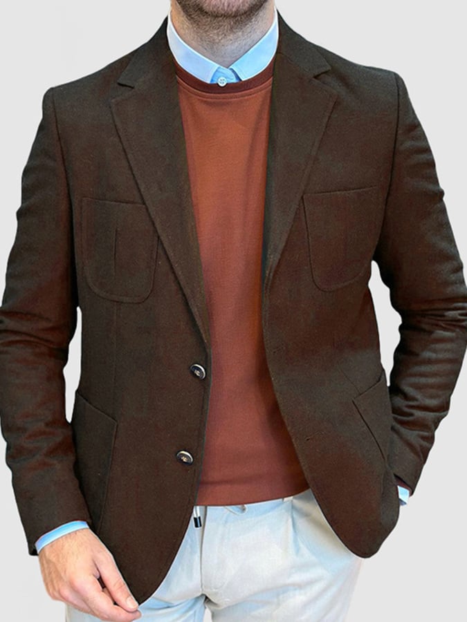 Men's Vintage Single Breasted Pocket Gentleman's Business Suit Jacket