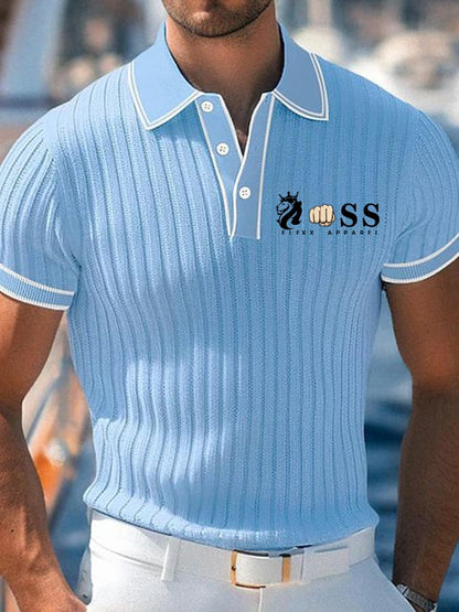 Men's Casual Geometric Art Business Knitted Jacquard Polo