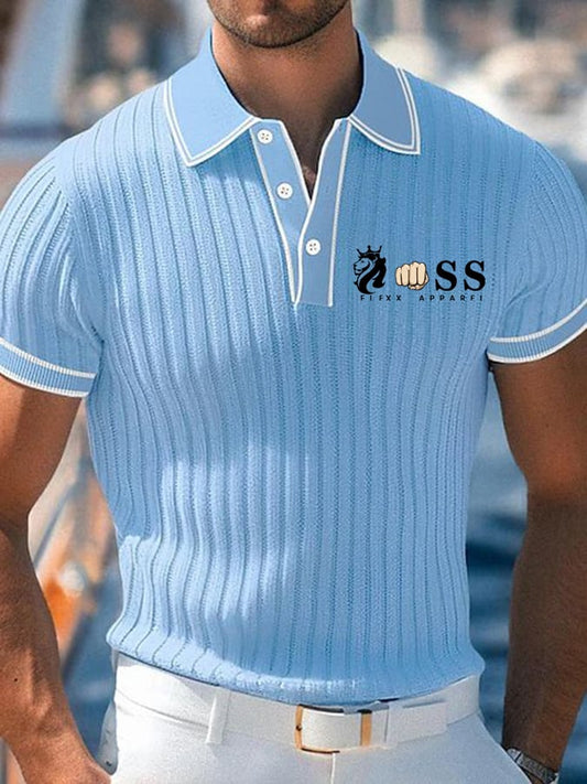 Men's Casual Geometric Art Business Knitted Jacquard Polo