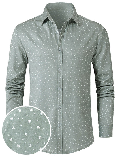 Men's Green Casual Print Long Sleeve Shirt
