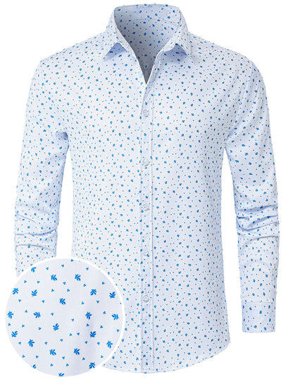 Men's Casual White Print Long Sleeve Shirt