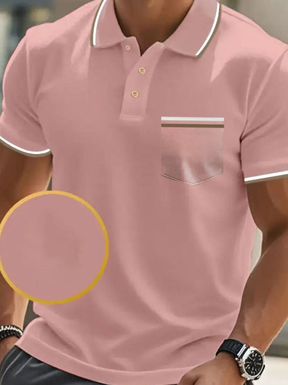 Men's Classic Casual Short Sleeve Polo Shirt with Pocket