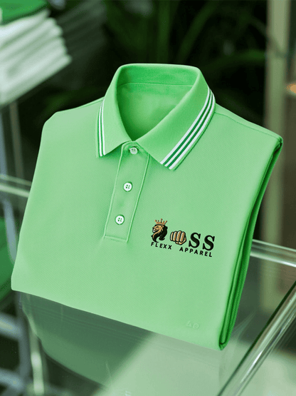 Men's Business Casual Printed Short Sleeve Polo Shirt
