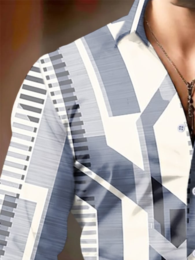 Men's Geometric Print Business Shirt