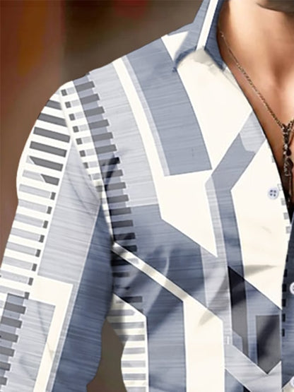 Men's Geometric Print Business Shirt