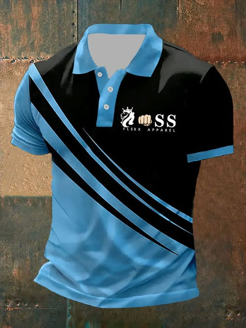 Men's Retro Letter Print Casual Polo Shirt