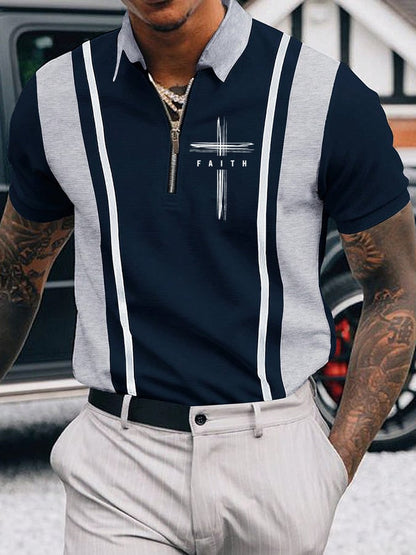 Men's Faith Printed Casual Polo Shirt