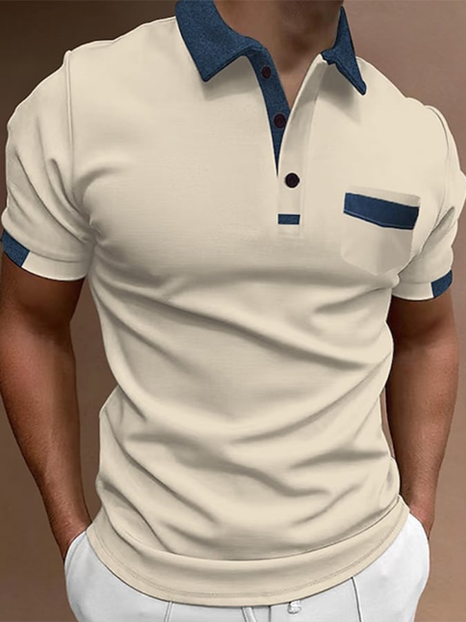 Printed Lapel Pullover Casual Polo Shirt