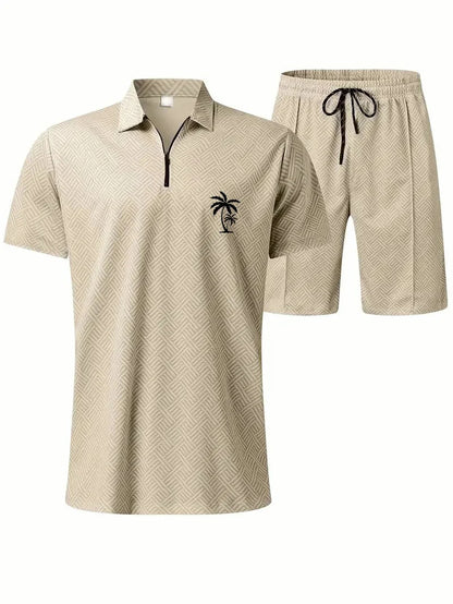 Suitmens Men's Daily Casual Collar Zipper Polo Shirt Set 214