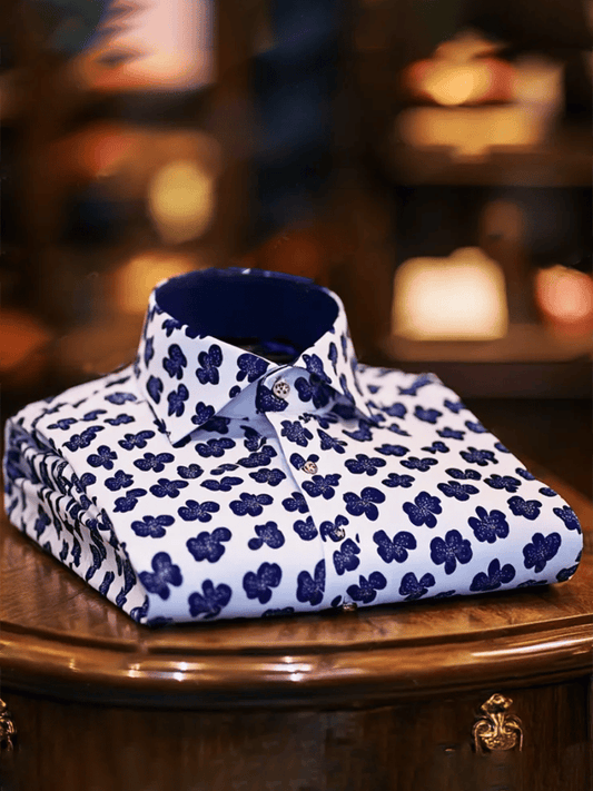 Men's Business Luxury Floral Print Short-sleeved Shirt
