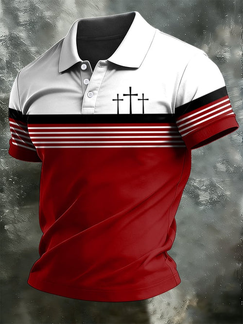 Men's Retro Faith  Casual Printed Polo Shirt