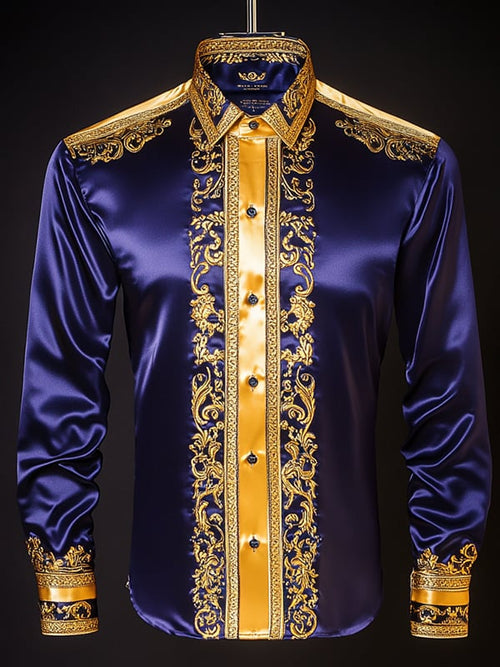 Men's Satin Luxe Long Sleeve Button Down Shirt