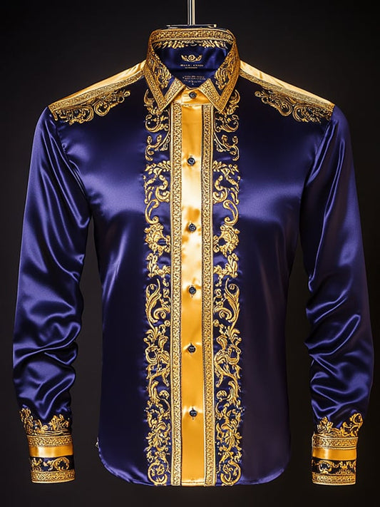Men's Satin Luxe Long Sleeve Button Down Shirt