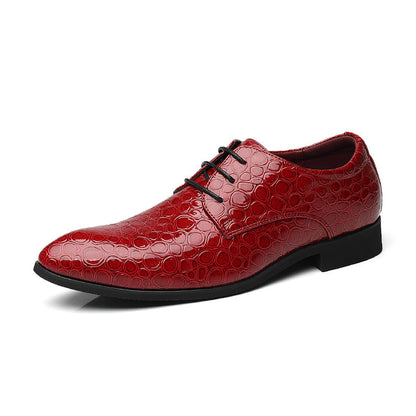 Men's Stylish Embossed Pointed Toe Patent Leather Shoes