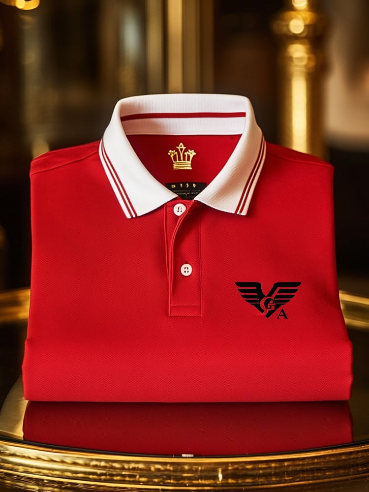 Men's Classic Business Check Button Short Sleeve Polo Shirt