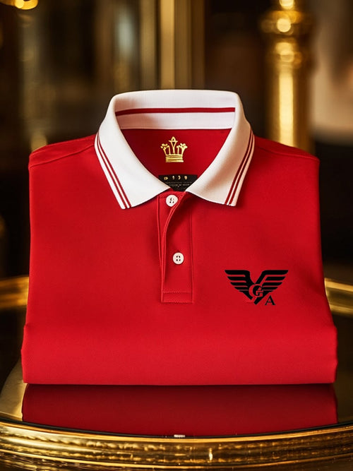 Men's Classic Business Check Button Short Sleeve Polo Shirt