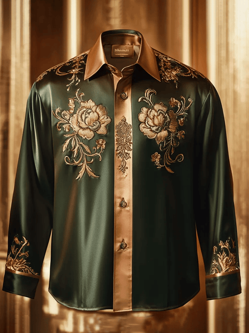 Men's Satin Luxe Long Sleeve Button Down Shirt