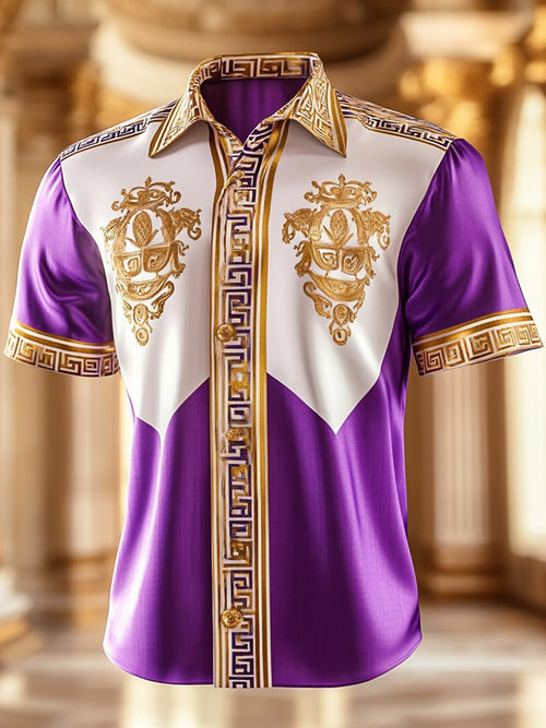 Men's Satin Luxe Print Short Sleeve Button Shirt