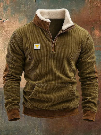 Men's Retro Comfort Zipper Plush Collar Sweatshirt