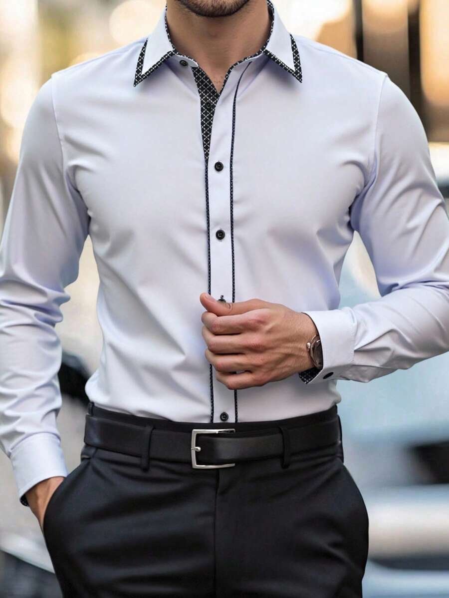 Men's Street Style Business Casual Printed Long Sleeve Shirt