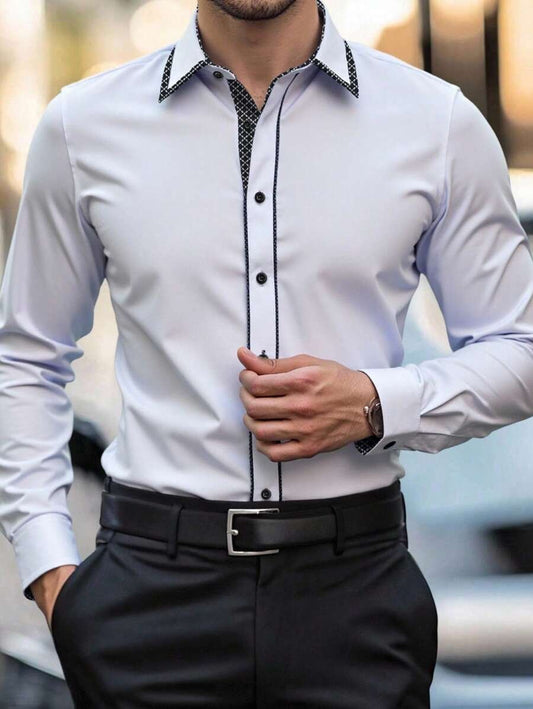 Men's Street Style Business Casual Printed Long Sleeve Shirt