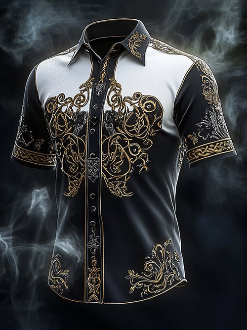 Men's Retro Viking Graphic Short Sleeve Shirt