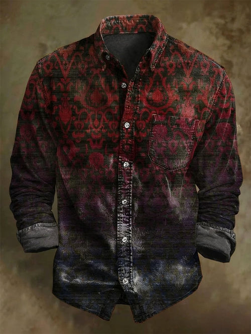 Men's Vintage Art Long-Sleeved Shirt