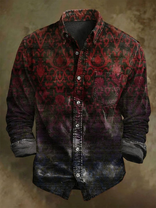 Men's Vintage Art Long-Sleeved Shirt
